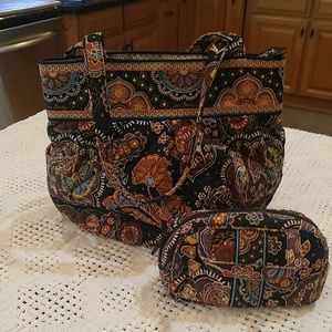 Vera Bradley matching tote and makeup bag